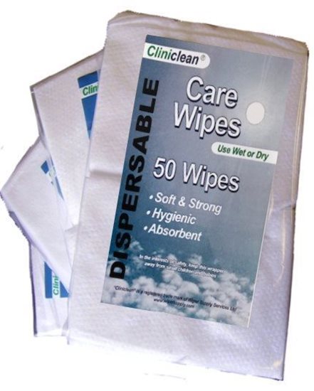 Dispersible Care wipes in a pack