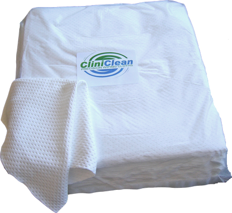 Cliniclean Precision Wiping Cloths are critical Clean Room towels, Certified Class 10 for CleanRoom Use. All edges are sealed with Ultrasonic laser for ULTRA LOW levels of particles, ions and extractables. Use where all critical environments demand a precision cloth. Available from Wiper Supply Services - www.wipersupply.com